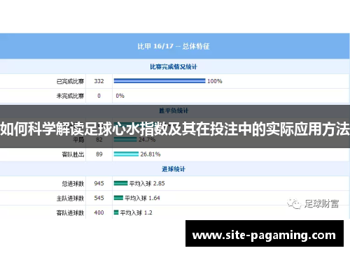 如何科学解读足球心水指数及其在投注中的实际应用方法