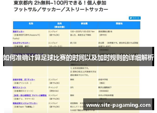 如何准确计算足球比赛的时间以及加时规则的详细解析