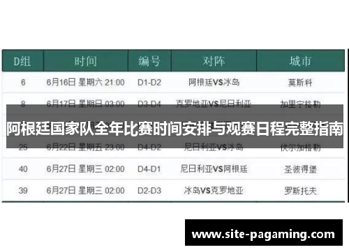 阿根廷国家队全年比赛时间安排与观赛日程完整指南